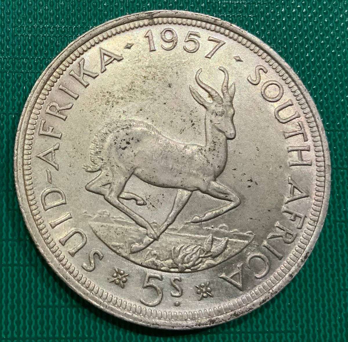 1957 South Africa 5 Shilling Coin