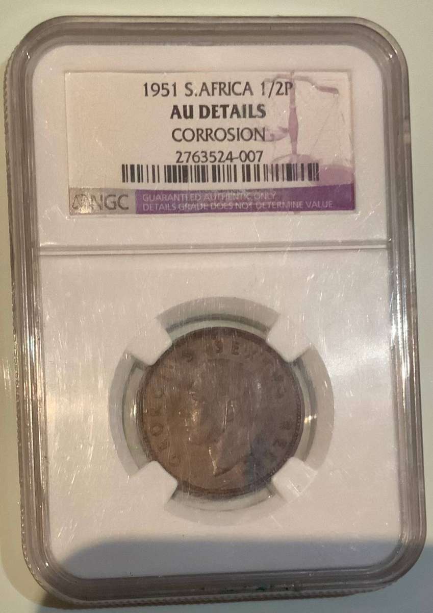 1951 South Africa 1/2P Coin