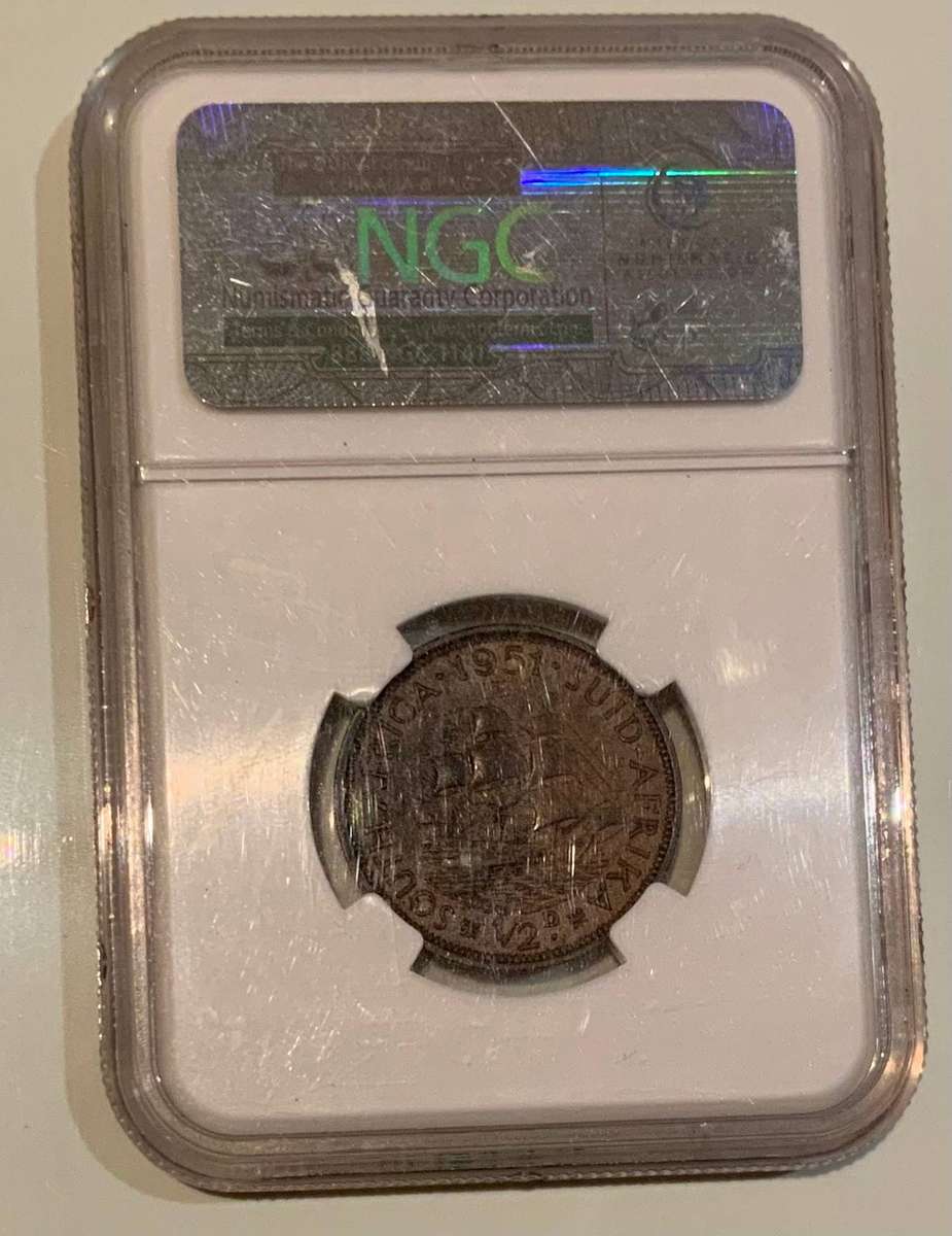 1951 South Africa 1/2P Coin