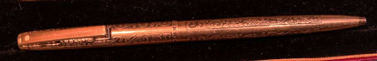 Sheaffer Imperial 12K Gold Filled Designed Engraved Ballpoint Pen Clip-Control