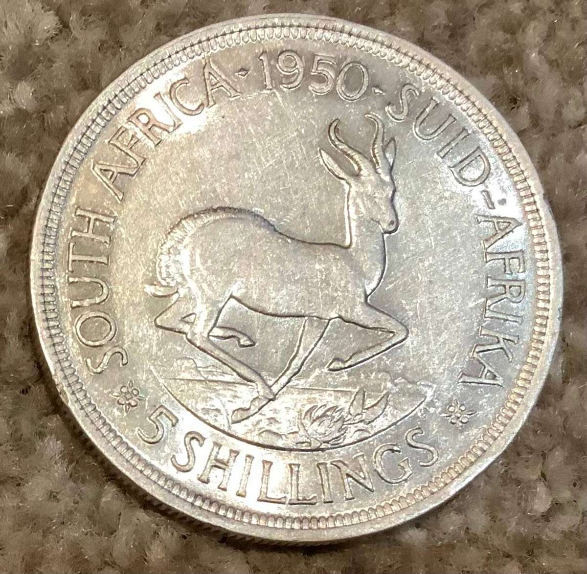 1950 South Africa 5 Shilling Coin