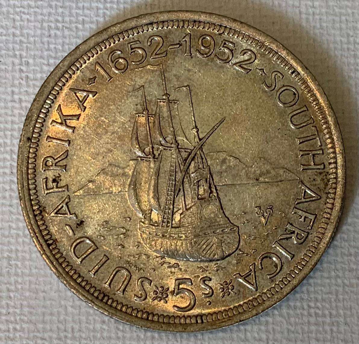 1952 South Africa 5 Shilling Coin