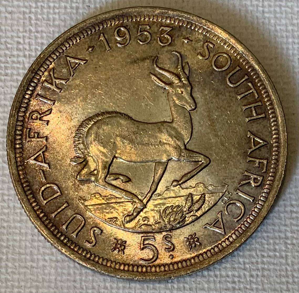 1953 South Africa 5 Shilling Coin