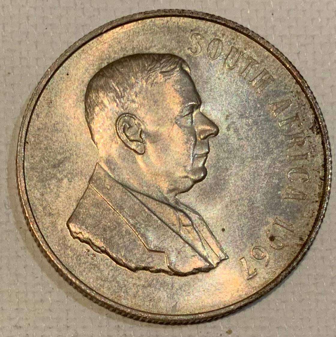 1967 E South Africa One Rand Coin