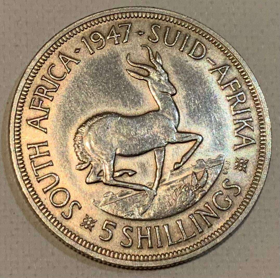 1947 South Africa 5 Shilling Coin