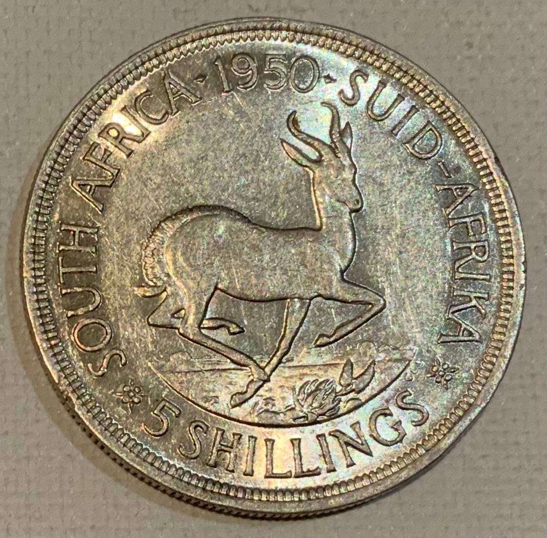 1950 South Africa 5 Shilling Coin