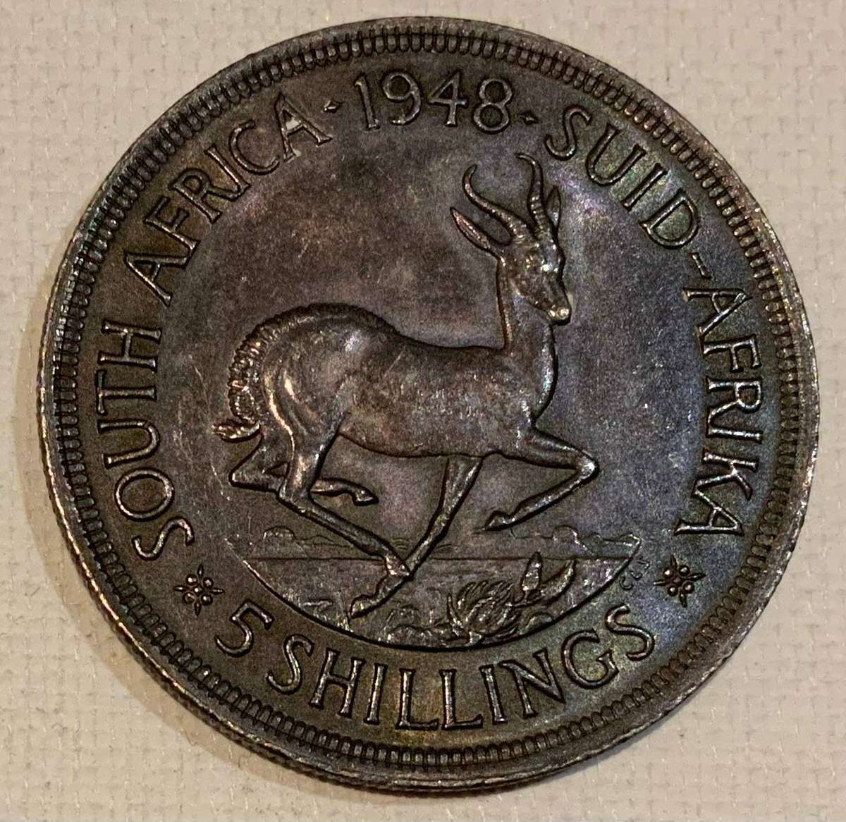 1948 South Africa 5 Shilling Coin