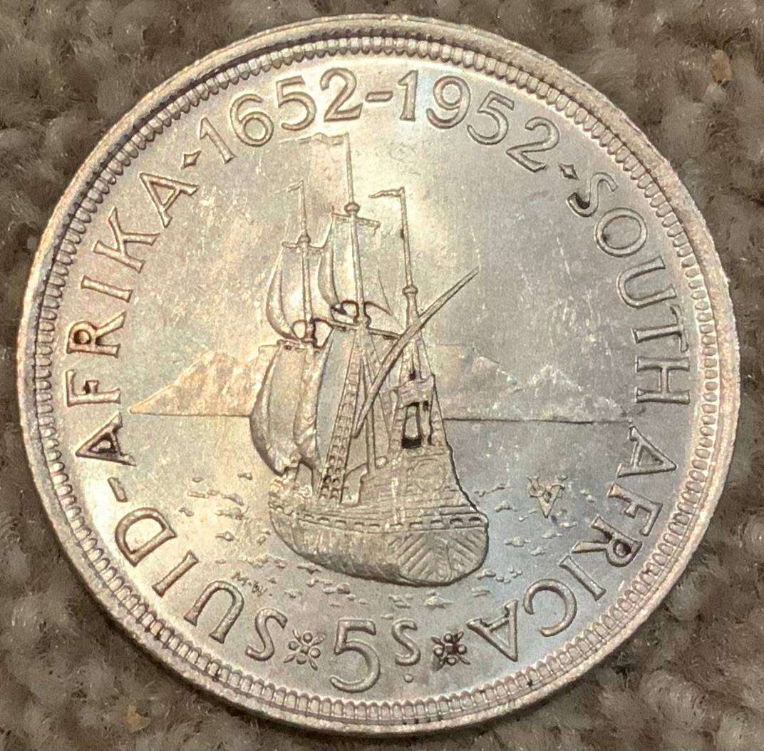 1952 South Africa 5 Shilling Coin