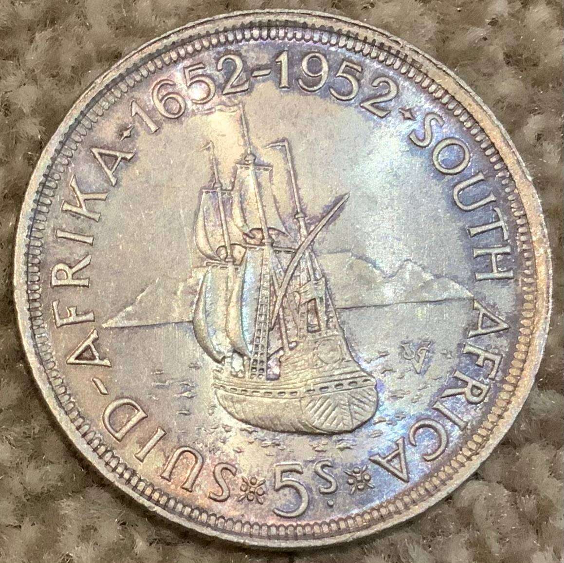 1952 South Africa 5 Shilling Coin