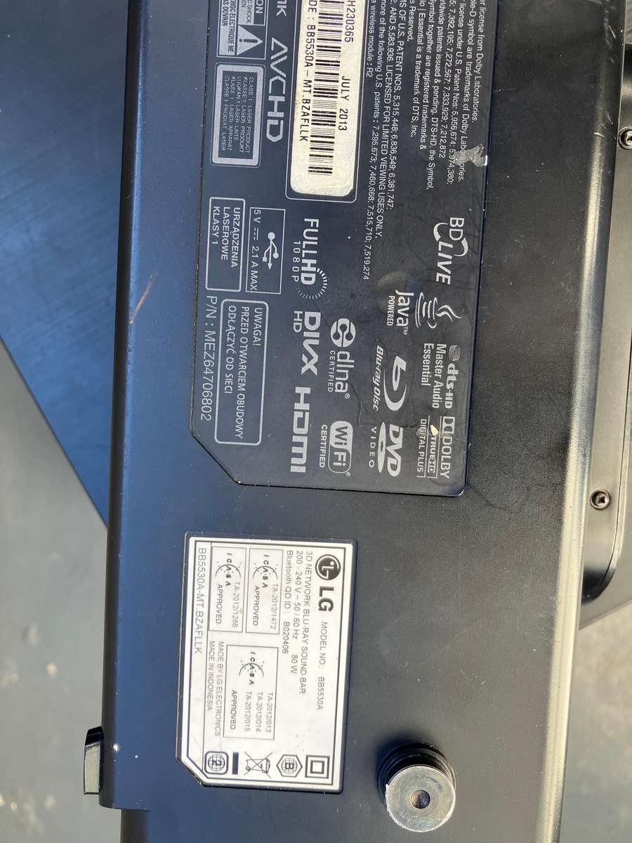 LG Blueray home theatre sound bar