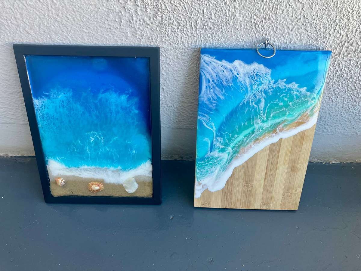 Ocean resin art bundle - 2 unique pieces