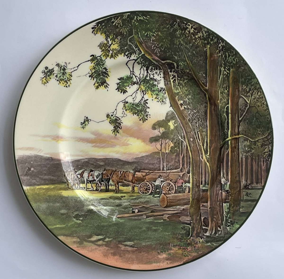 ROYAL DOULTON MADE IN ENGLAND DISPLAY PLATE -  WOOD CUTTERS  26.5CM