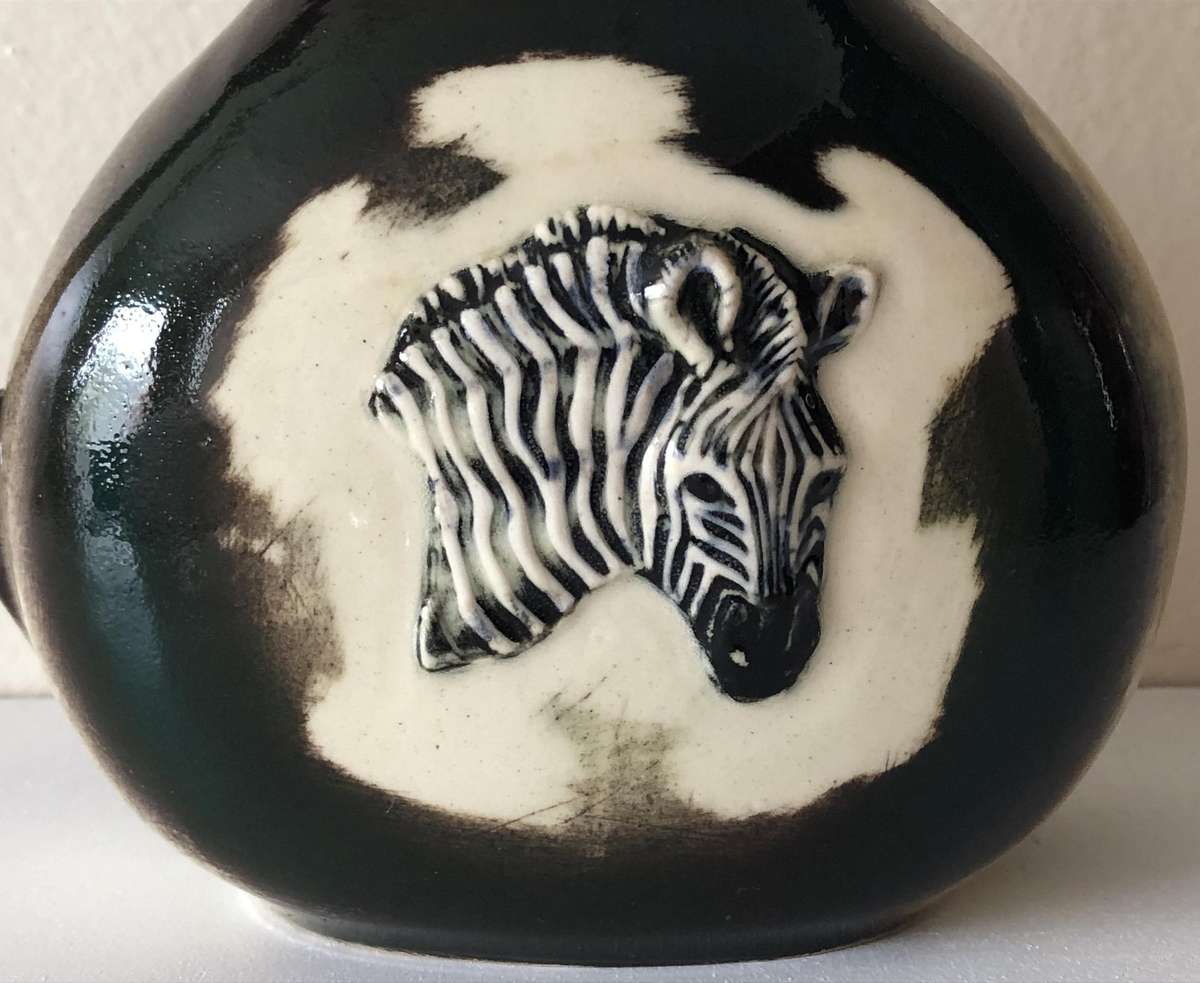 GLAZED ZEBRA CERAMIC JUG