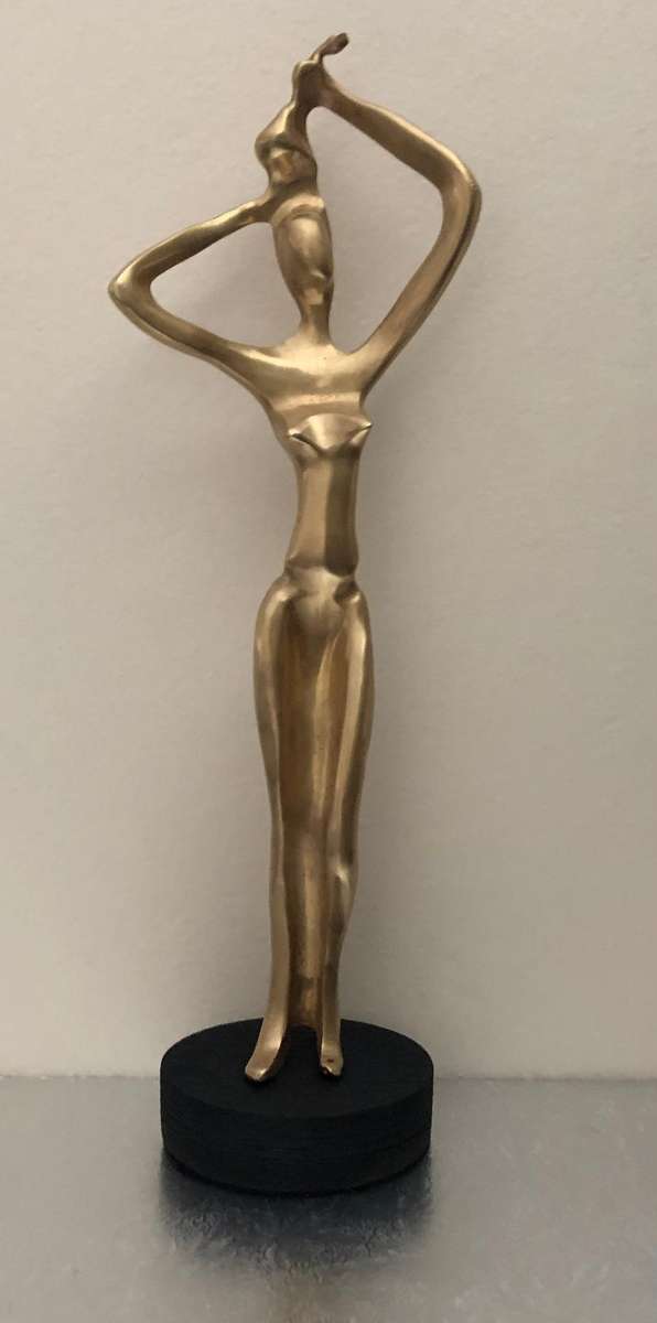 BRONZE STATUE - WATER CARRIER ON BLACK WOODEN BASE