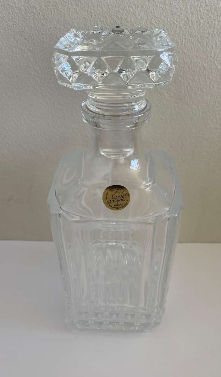 CRISTAL DARQUES - FRANCE LEAD CRYSTAL DECANTER - LABEL ATTACHED IN IMMACULATE CONDITION
