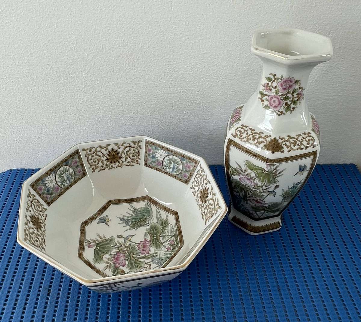 ORIENTAL VASE AND BOWL - 20.5CM - IMMACULATE CONDITION