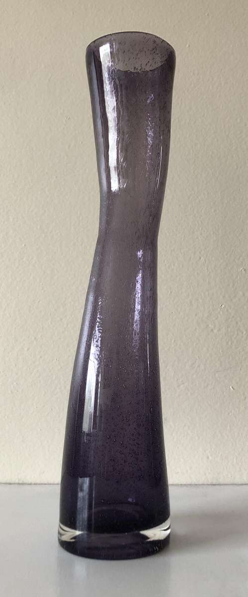 MURANO PURPLE 37.5CM HAND BLOWN CURVED GLASS VASE