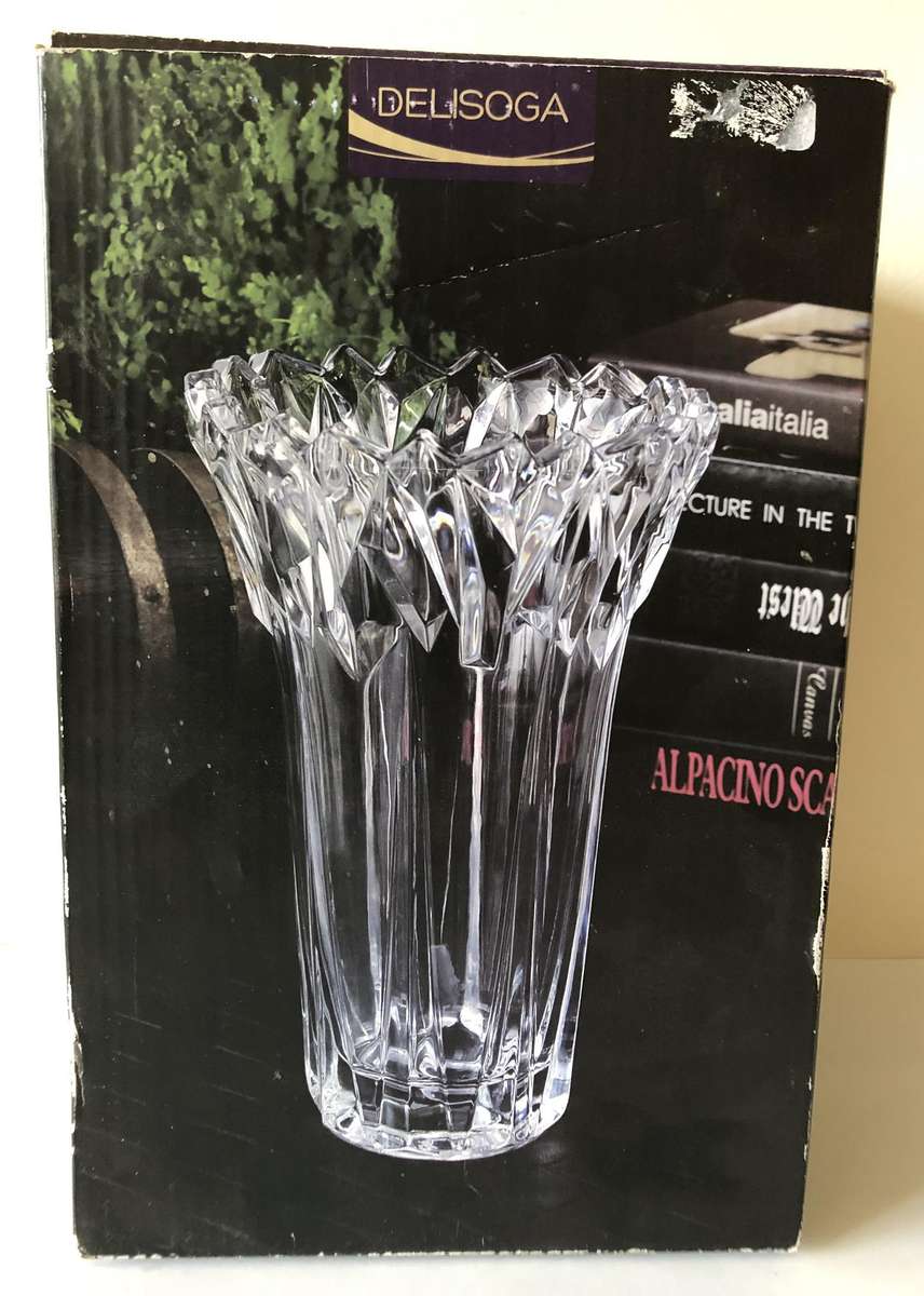 DELISOGA VASE WITH ORIGINAL LABEL AND BOX IN IMMACULATE CONDITION