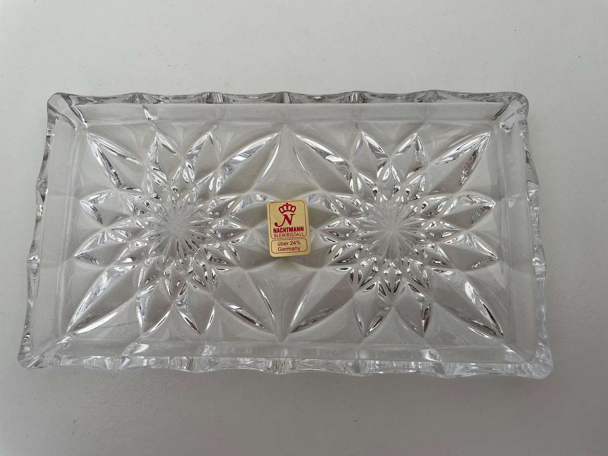 NACHTMANN GERMANY -  CRYSTAL SUGAR & CREAMER & TRAY - IMMACULATE CONDITION WITH ORIGINAL LABEL