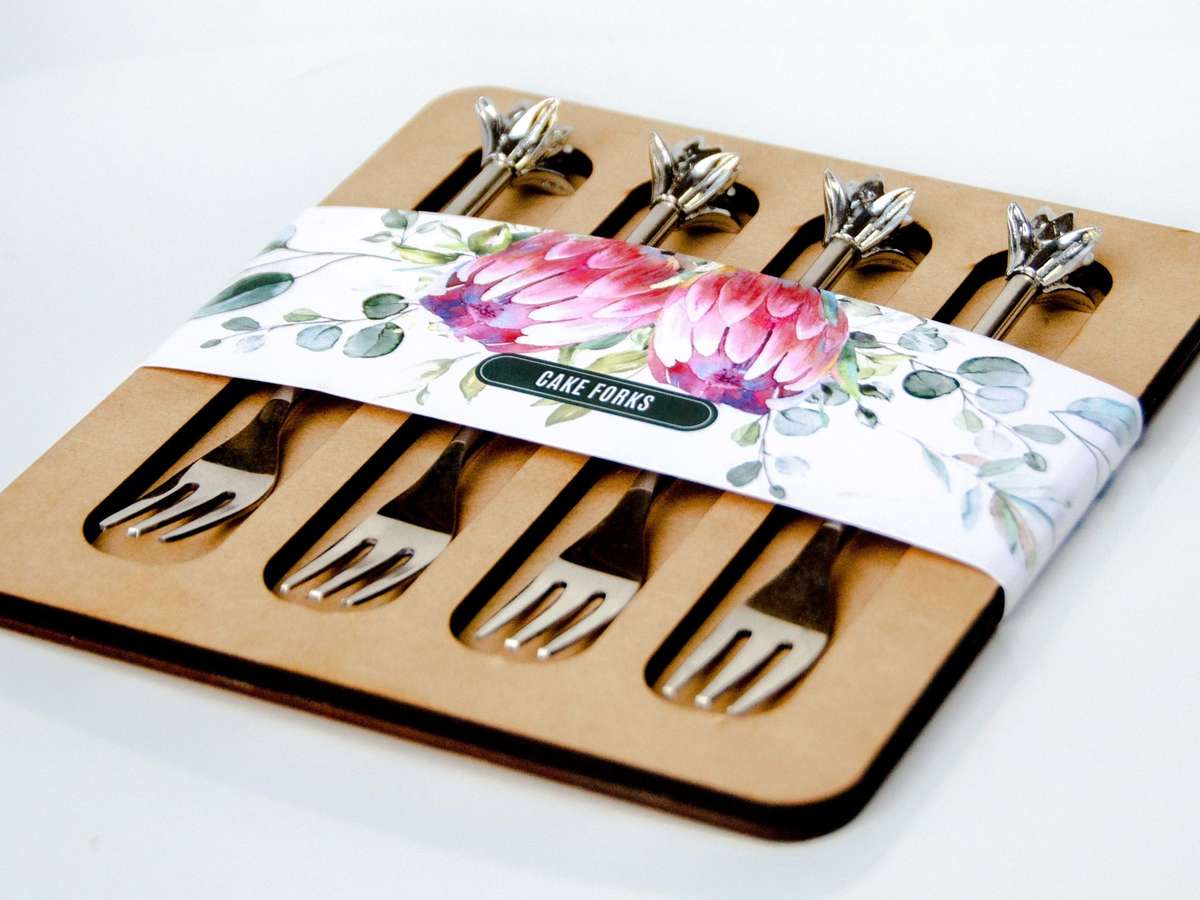 Stainless Steel Cake Forks - #Protea - Koka Living