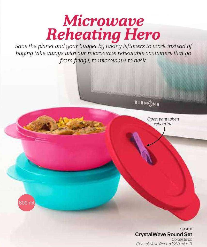 Tupperware Round Crystalwave 800ml x 2