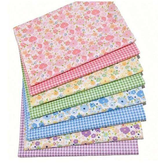 8-Piece Printed Cotton Fabric Set - Ditsy Spring Blossom