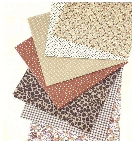 7-Piece Printed Cotton Fabric Set - Coffee