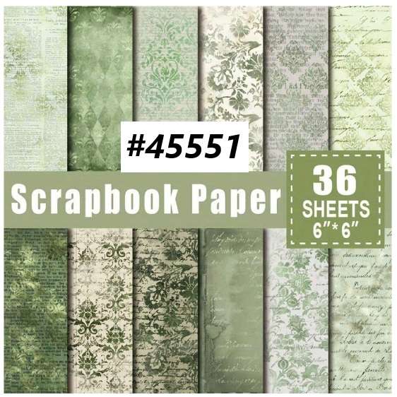 Scrapbook Paper Pad - Sage Script - 6 x 6 inch - 36 sheets