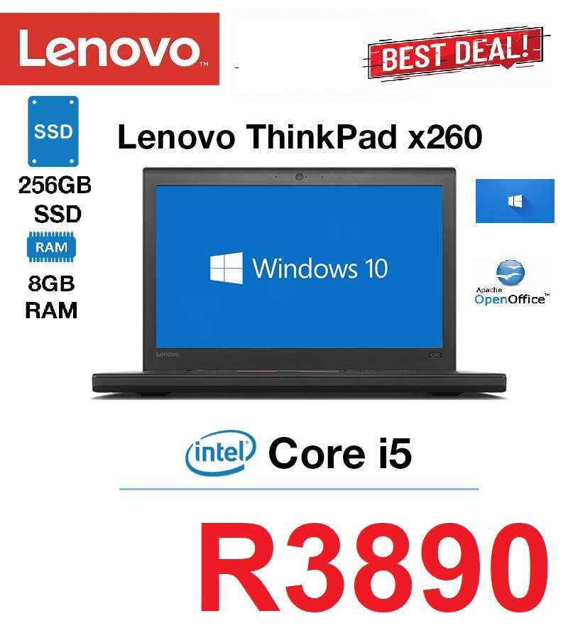 Lenovo  laptop ThinkPad X260 UltraBook Laptop | G6 i5 (Refurbished)8GB/256SSD