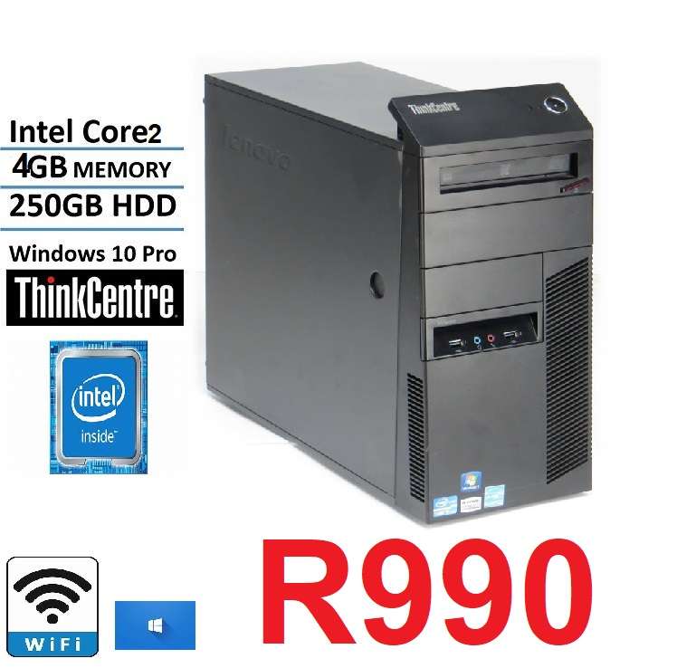 Lenovo  ThinkCentre  Intel® Core2 Duo E6700 4 GB DDR3-SDRAM 250 GB Windows 10+wifi