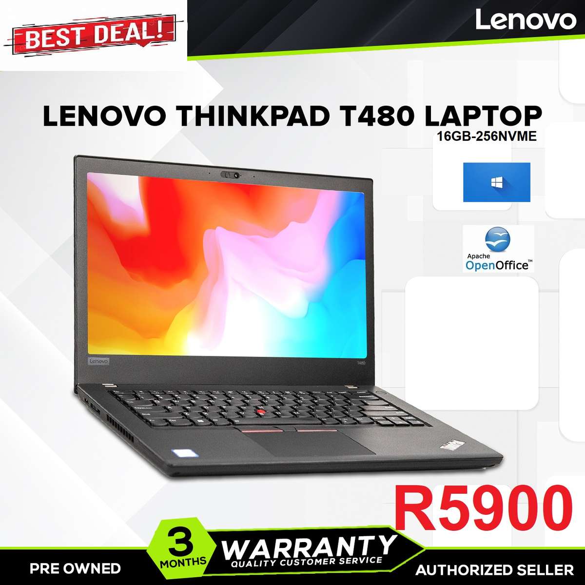Lenovo LAPTOP ThinkPad l480 14" HD Business Laptop (Intel 8th Gen Quad-Core i5-8250U, 16GB DDR4 RAM