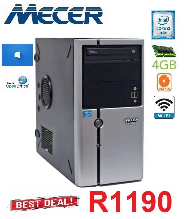 Mecer Desktop Computer Box (Intel Core i3 | 320GB HDD | 4GB DDR3 RAM)-wifi -windows 10