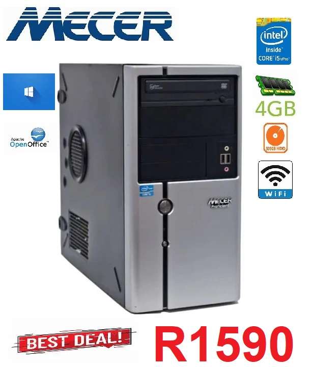 Mecer Desktop Computer Box (Intel Core i5 | 500GB HDD | 4GB DDR3 RAM)-wifi -windows 10