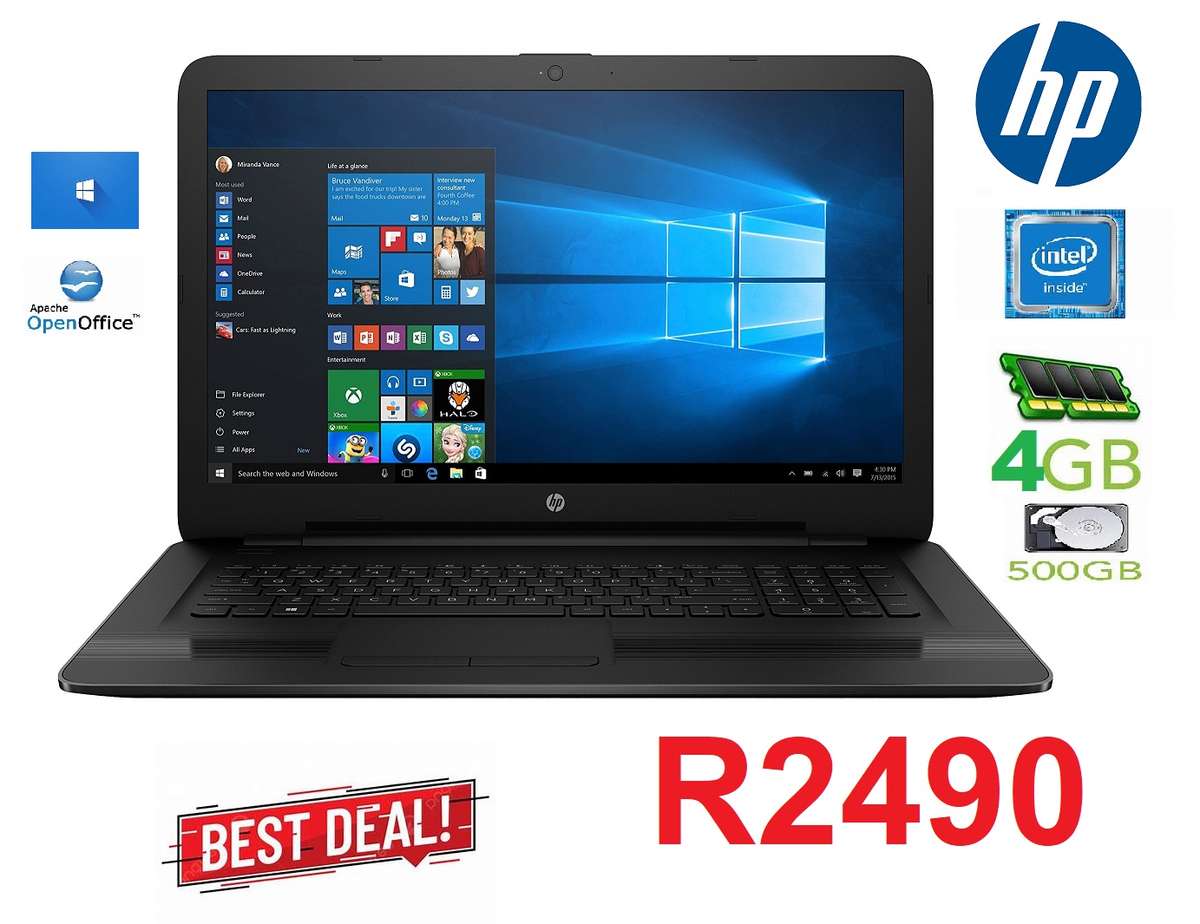 HP Laptop 15- Intel® 1.7ghz® - 4GB RAM- 500 GB  HD BEATS-Windows 10 - 15.6"HD SCREEN