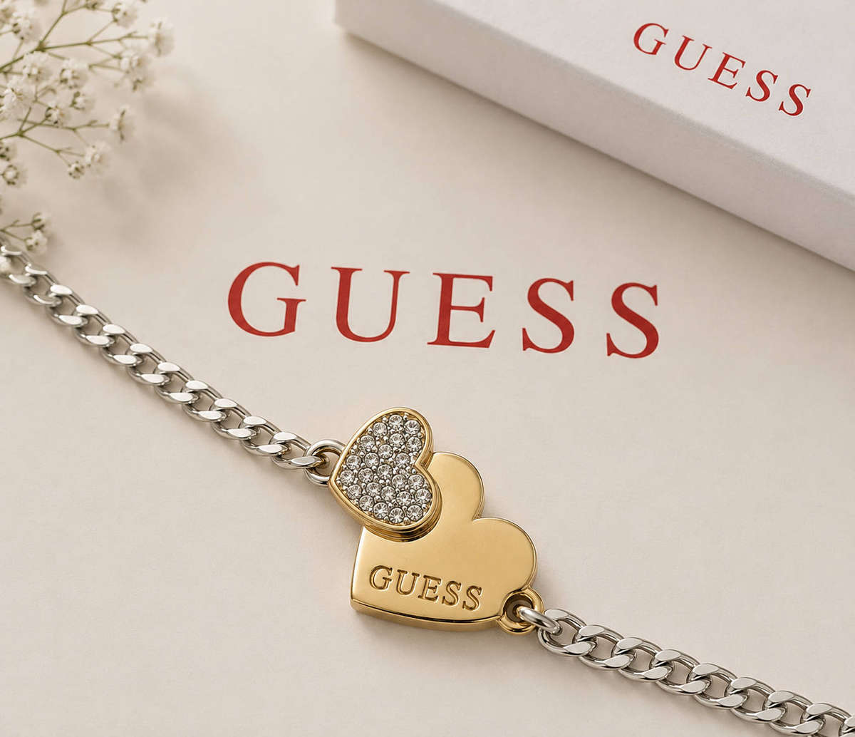 GUESS double heart chain