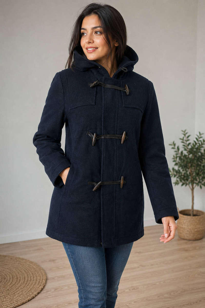 Pull and Bear Navy Duffel coat ...size MEDIUM