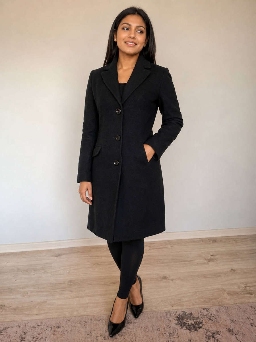 Gorgeous fitted black coat ...size Small