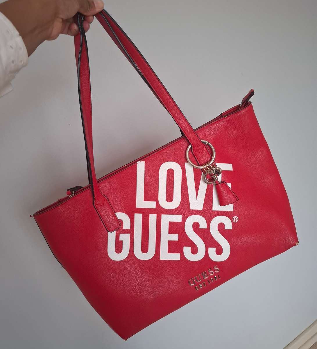 Guess large red tote bag