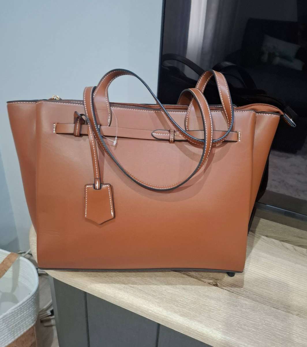 Beautiful Brown Sleek Faux leather Miladys Tote bag