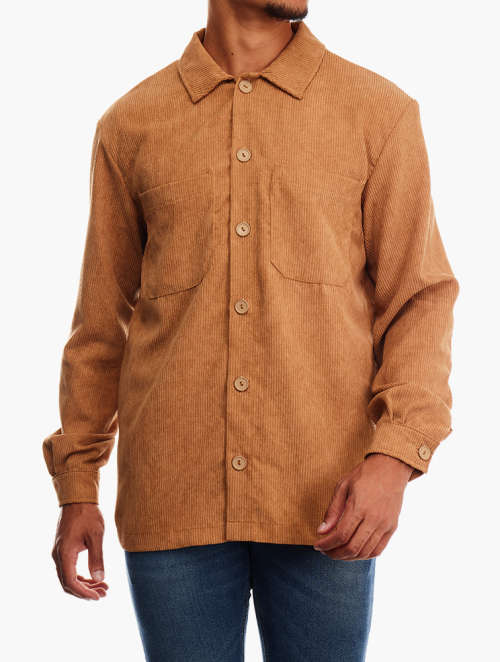 Brown regular fit Cordoroy shirt
