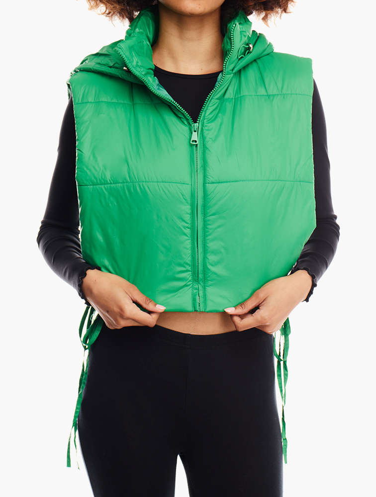 Green cropped puffer gilet