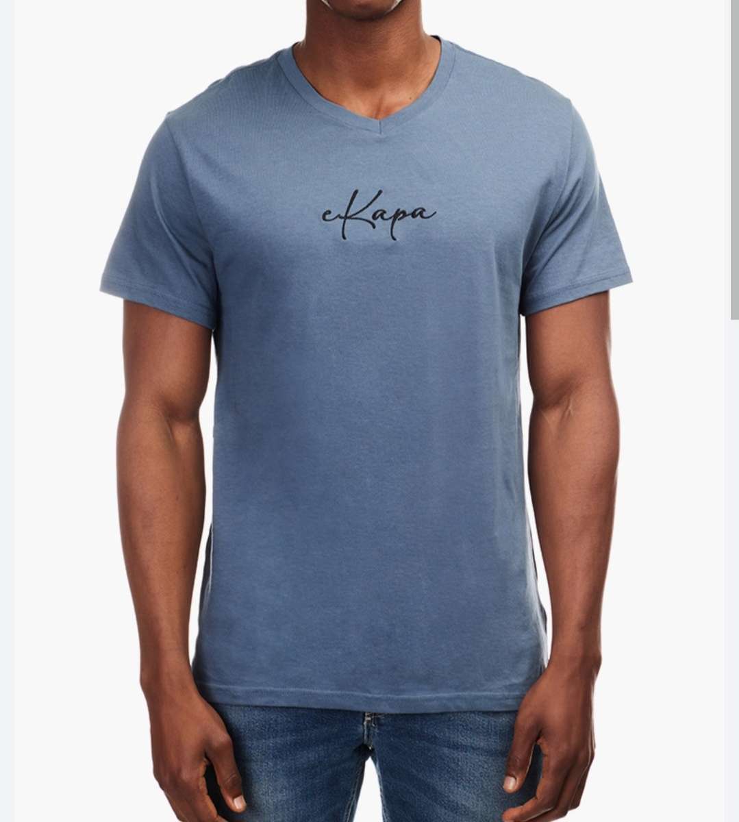 Emb Short Slv kapa Tshirt Dark Blue