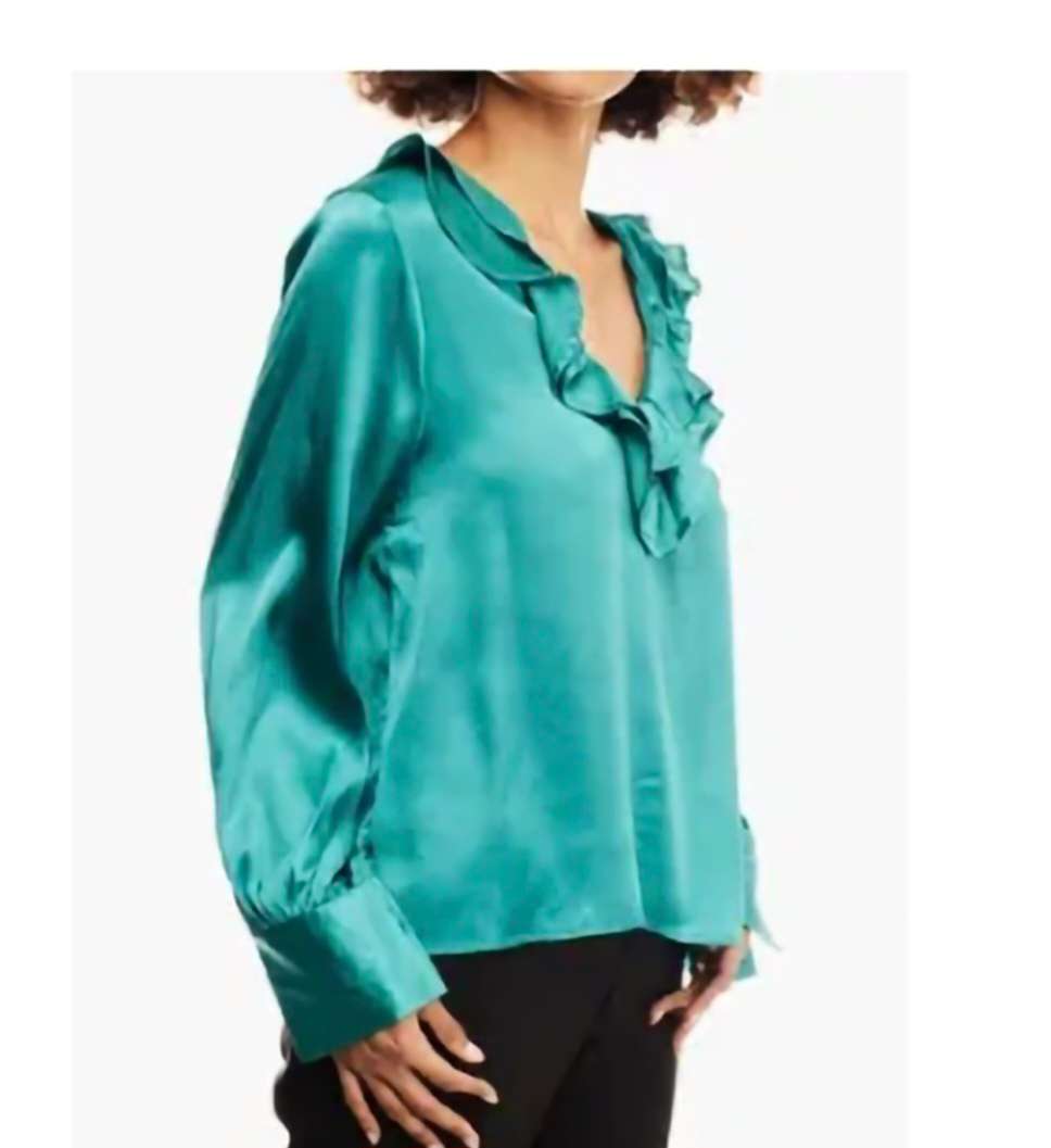 Beautiful Turquoise ruffel Top...size Medium