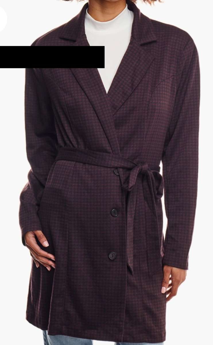 Plum Checked belted coat