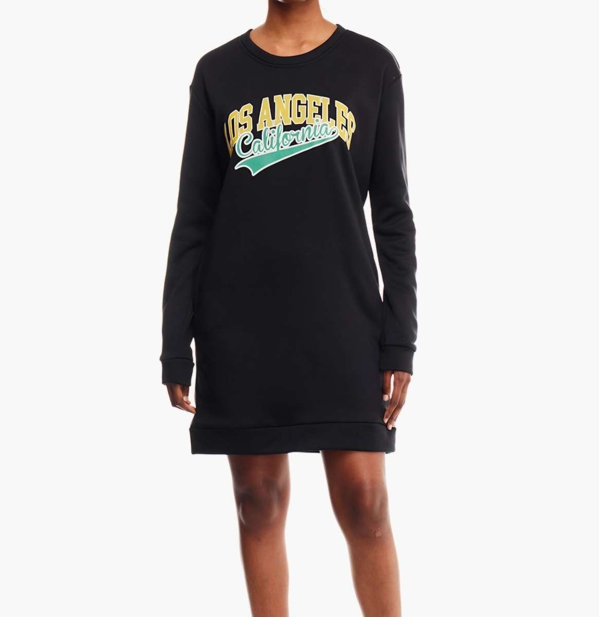 Black Graphic Print sweatshirt Dress