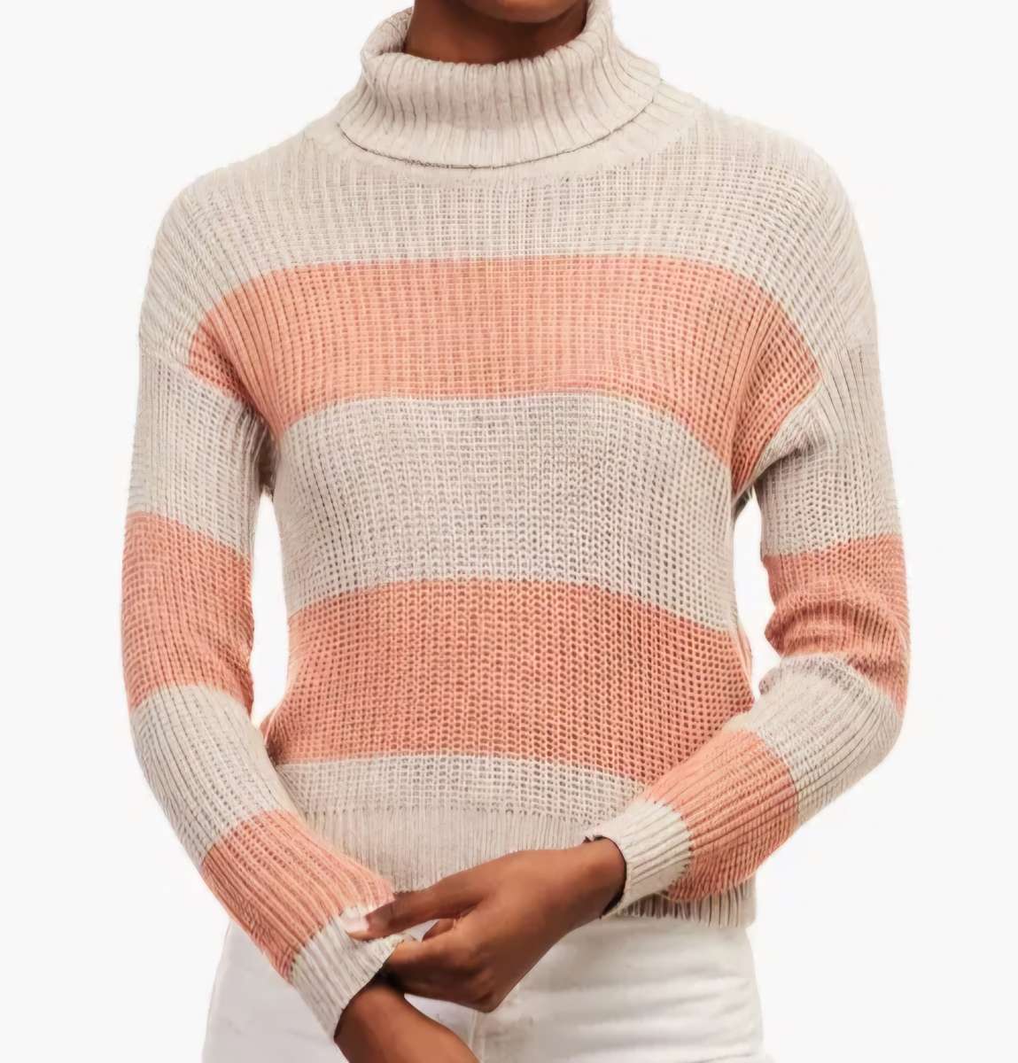 Beige & Coral Stripes Classic knit