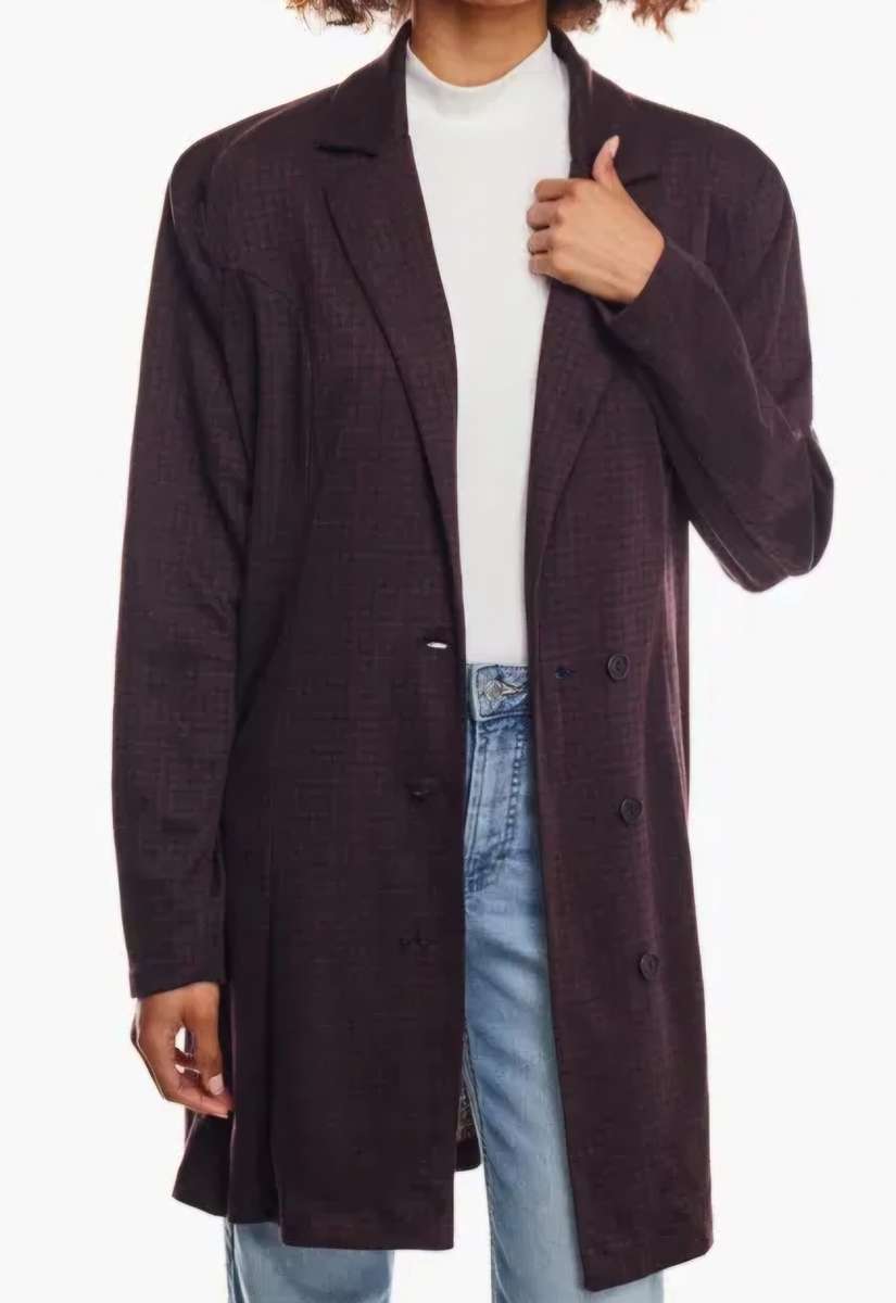 Plum Checked belted coat