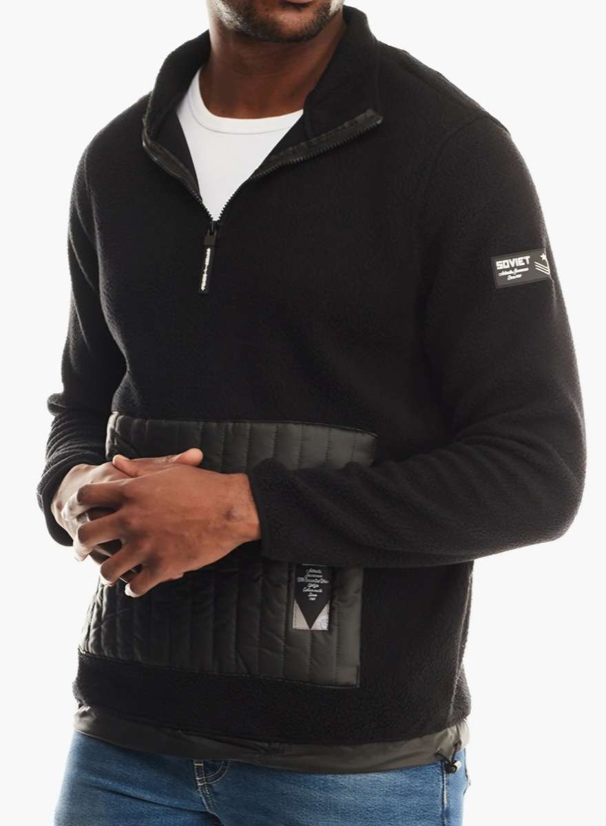 Soviet Black Mikan Quarter Zip Sweater