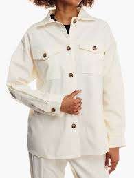 White Collared Shacket....Size MEDIUM