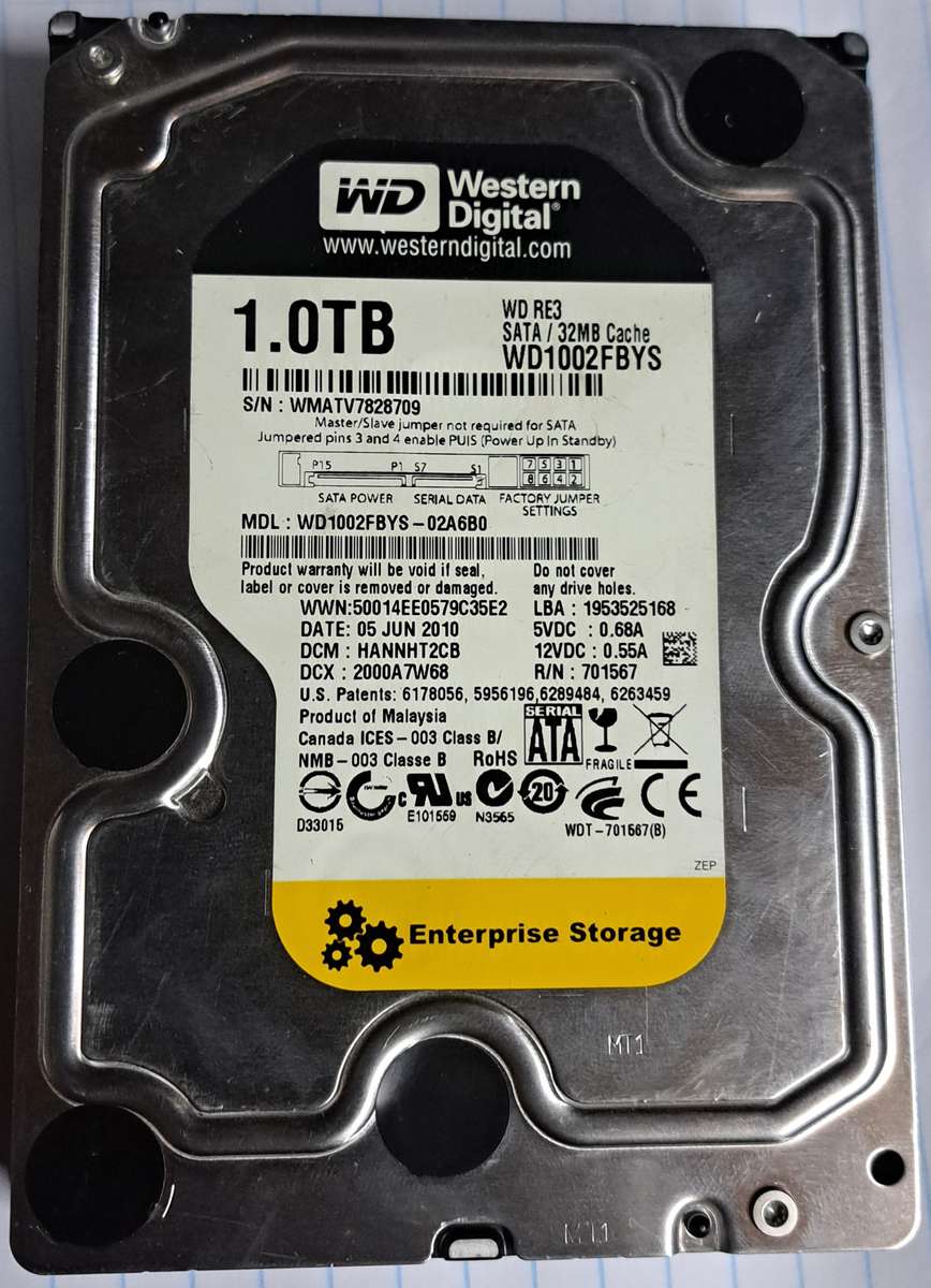 Western Digital 1TB SATA PC Harddrive